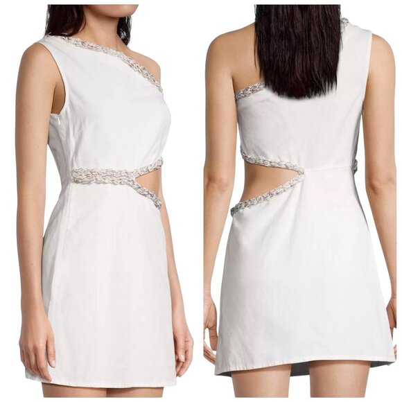 My Beachy Side Cut Out One Shoulder Mini Dress White NWT M
